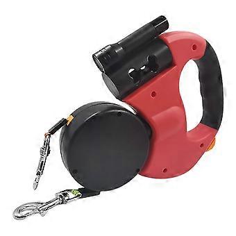 Retractable leash for small dogs, with LED light and locking stop, suitable for training and outdoor activities, red.