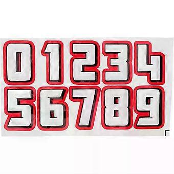 Red Number Helmet Stickers 10pcs Reflective Film for Baseball Helmets