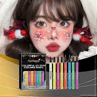 8 Colors UV Neon Liquid Eyeliner Set,Matte Eyeliners Pen,Colorful Waterproof Smudge-proof Pigmented Eyeliners Makeup Gift Kit_yzad