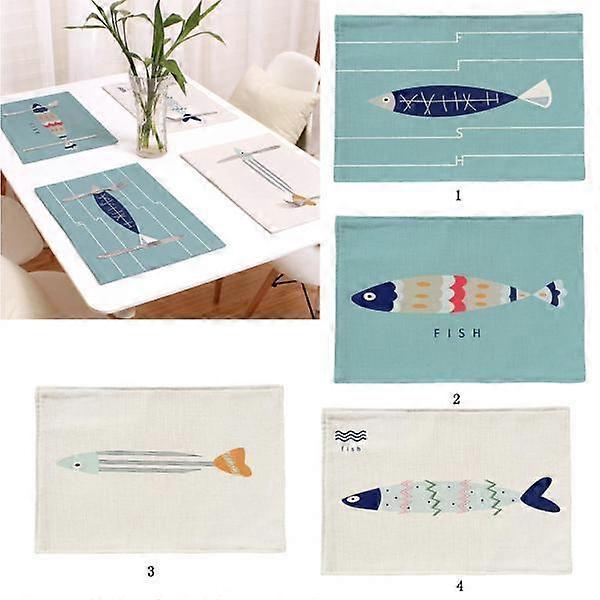 30x Cotton Linen Rectangular Heat Insulation Placemats Dining Table Mat