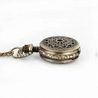 Män Pocket Watch Retro Brons Ton Rund Form Spindel webb mönster klockor med kedjehalsband