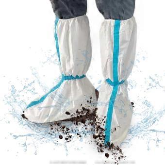 5 Pairs Disposable Boot Covers Waterproof Knee  Non Slip Protective Shoe Covers for Men and Women 18.5 Inches White