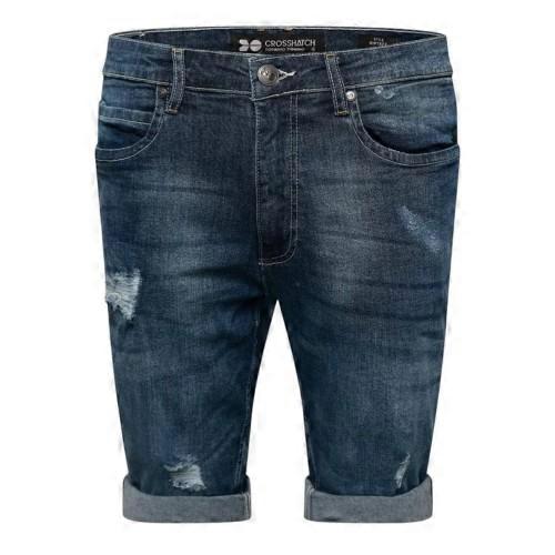 Crosshatch Mens Riptrey Denim Ripped Shorts