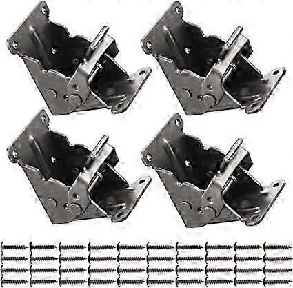 4-Piece Folding Table & Bed Leg Brackets with Screws, Self-Locking Foldable Hinge Hardware for Shelf Support