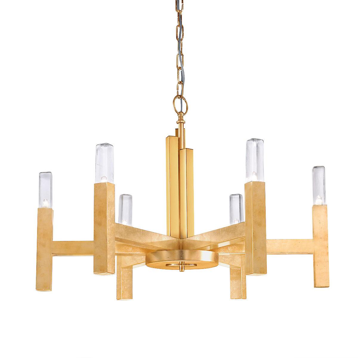 Kolarz Spigolo Multi Arm Pendant Ceiling Light 6 Light Gold Leaf