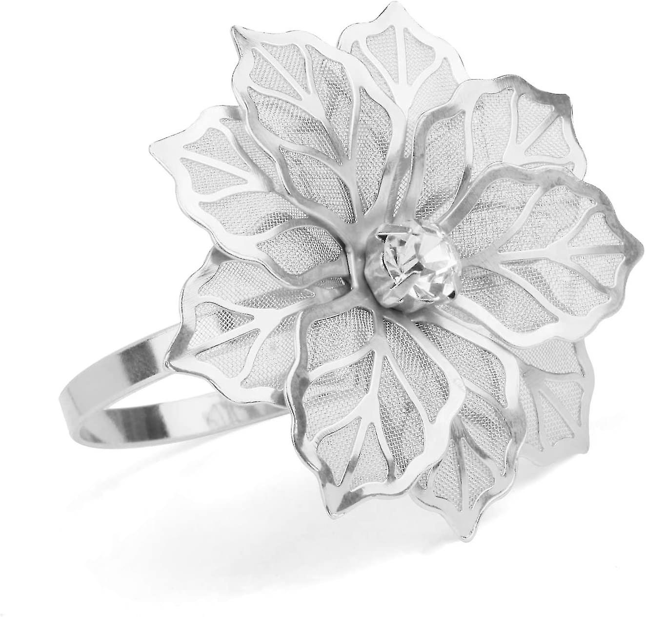 12 Pack Silver Napkin Rings For Parties, Festivals