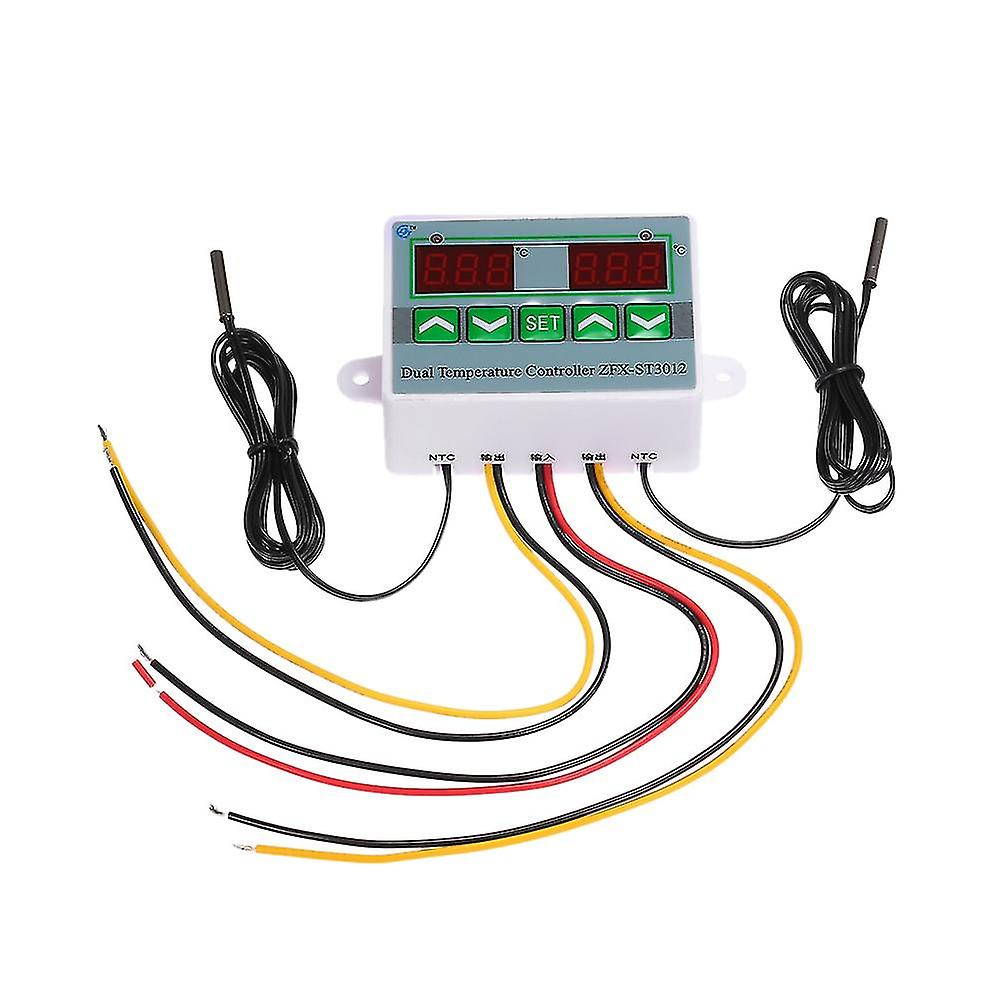 الرقمية بقيادة ميزان الحرارة المزدوج تحكم في درجة الحرارة ترموستات حاضنة التحكم الحواسيب الصغيرة المزدوج التحقيق ، AC 220V 12v 24v