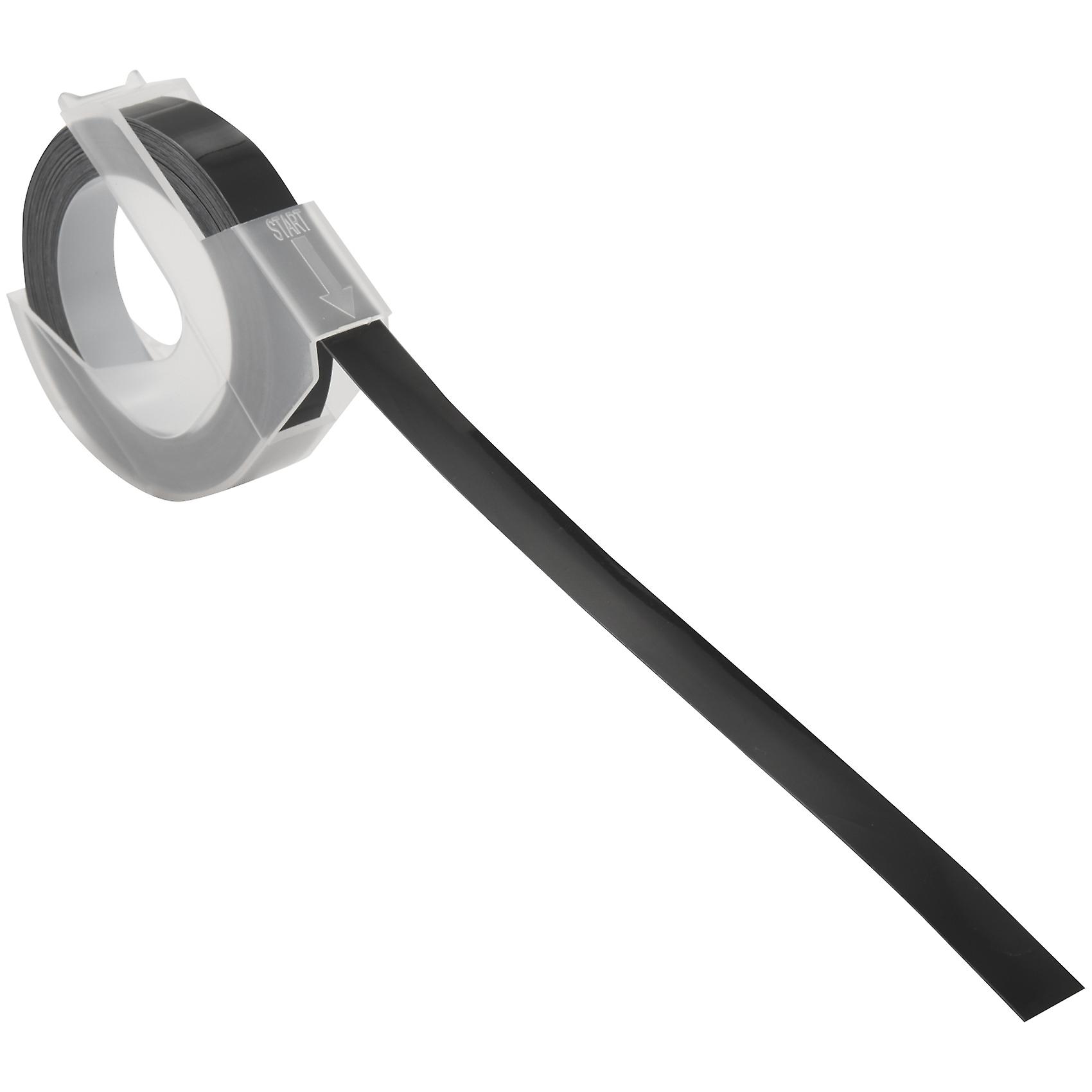 6 Embossing Label Tape 3D Plastic White on Black 9mm x 3meter for Embossing Label Makers