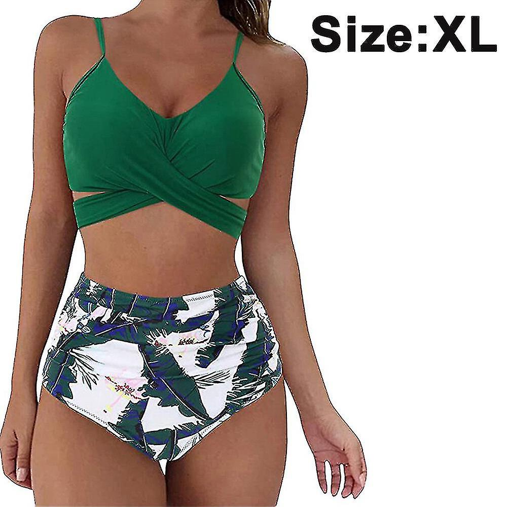 Women's High Waisted B Bikini Set Wrap Two Piece Push Up Swimsuits Pattern Women's Swimwear *chyi