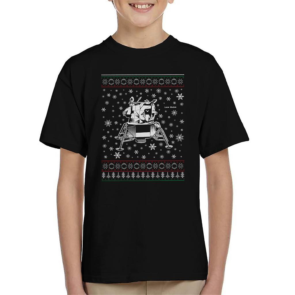 NASA Apollo Lunar Module Christmas Knit Pattern Kid's T-Shirt