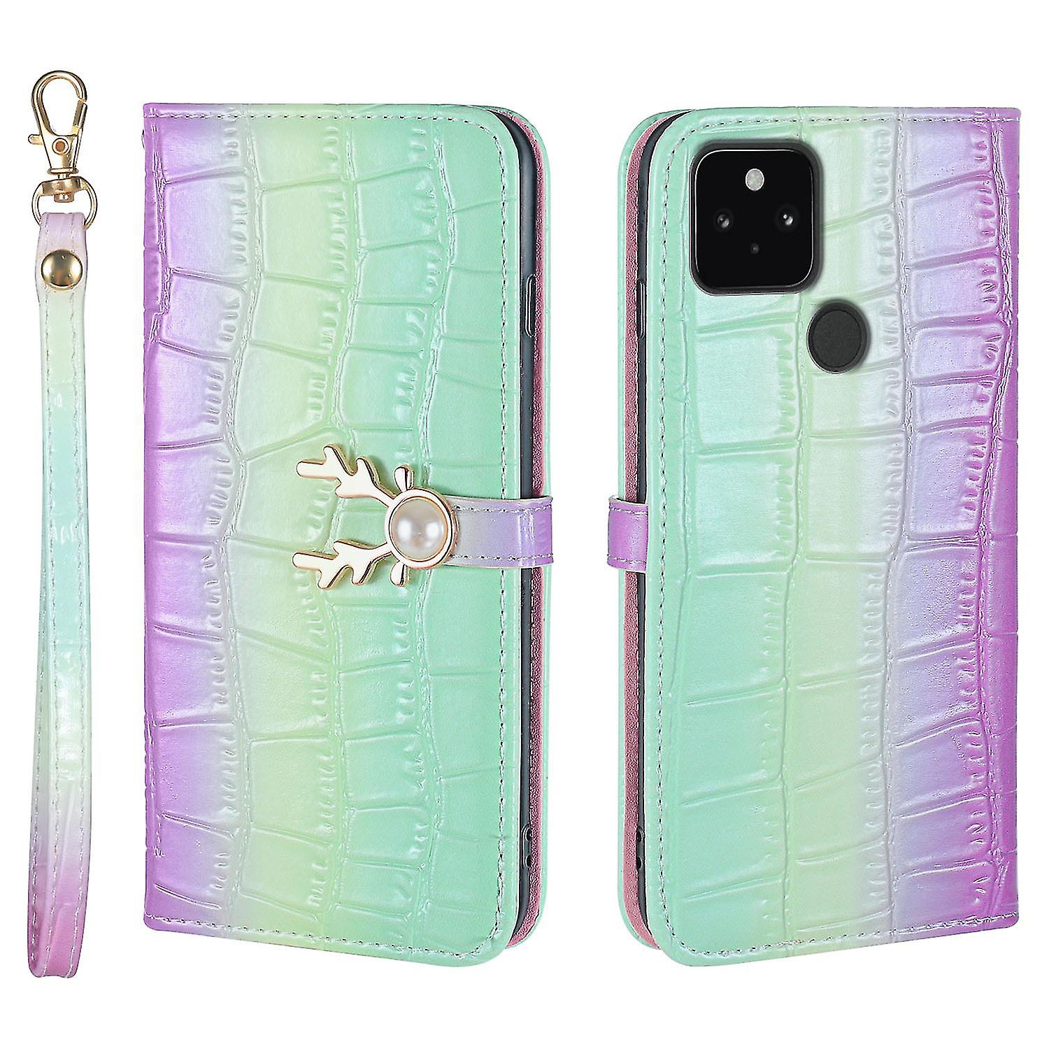 Elk Pattern Phone Case For Google Pixel 4a 5g With Card Holder, Lanyard, Pu Leather Material, Wallet Function, Corner Fall Protection