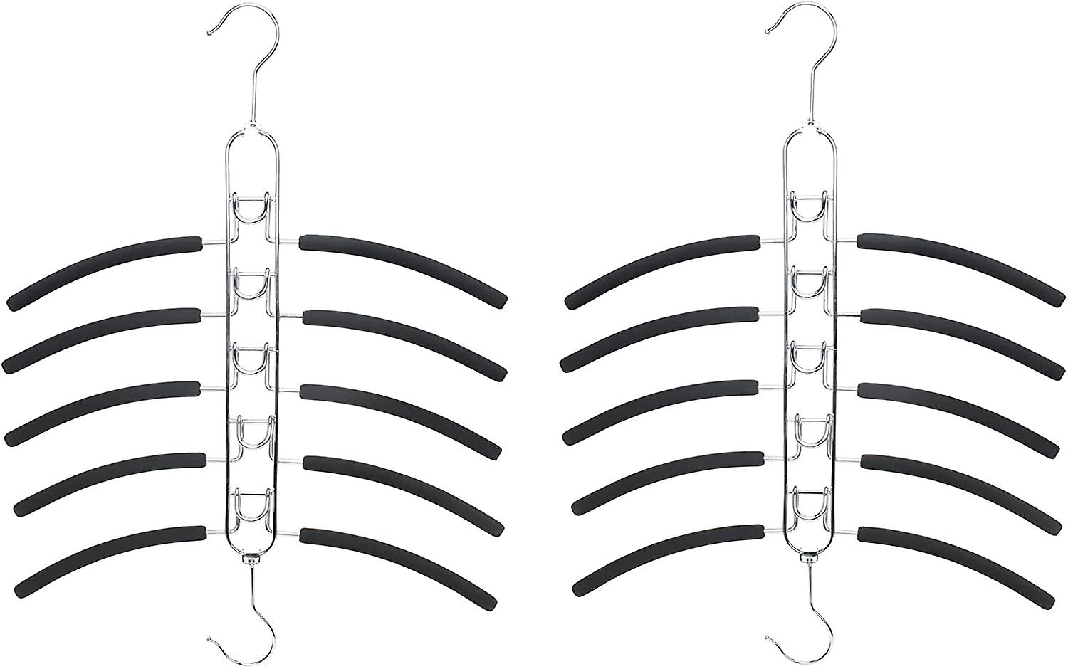 2 Pack 5 in 1 Multi-Layer Metal Hangers for Clothes Multi-Function Space Saving Sweaters Suits Jackets