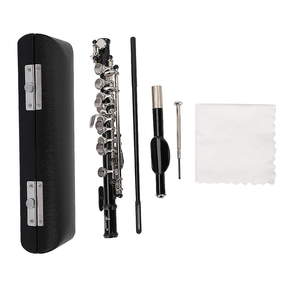 Detachable Silver Plated C Piccolo With Screwdriver PU Leather Box Cleaning Tool Set