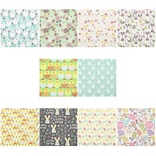 10pcs Cotton Fabric Eggs Rabbit Printed Fabric Easter Quilting Patchwork Fabrics