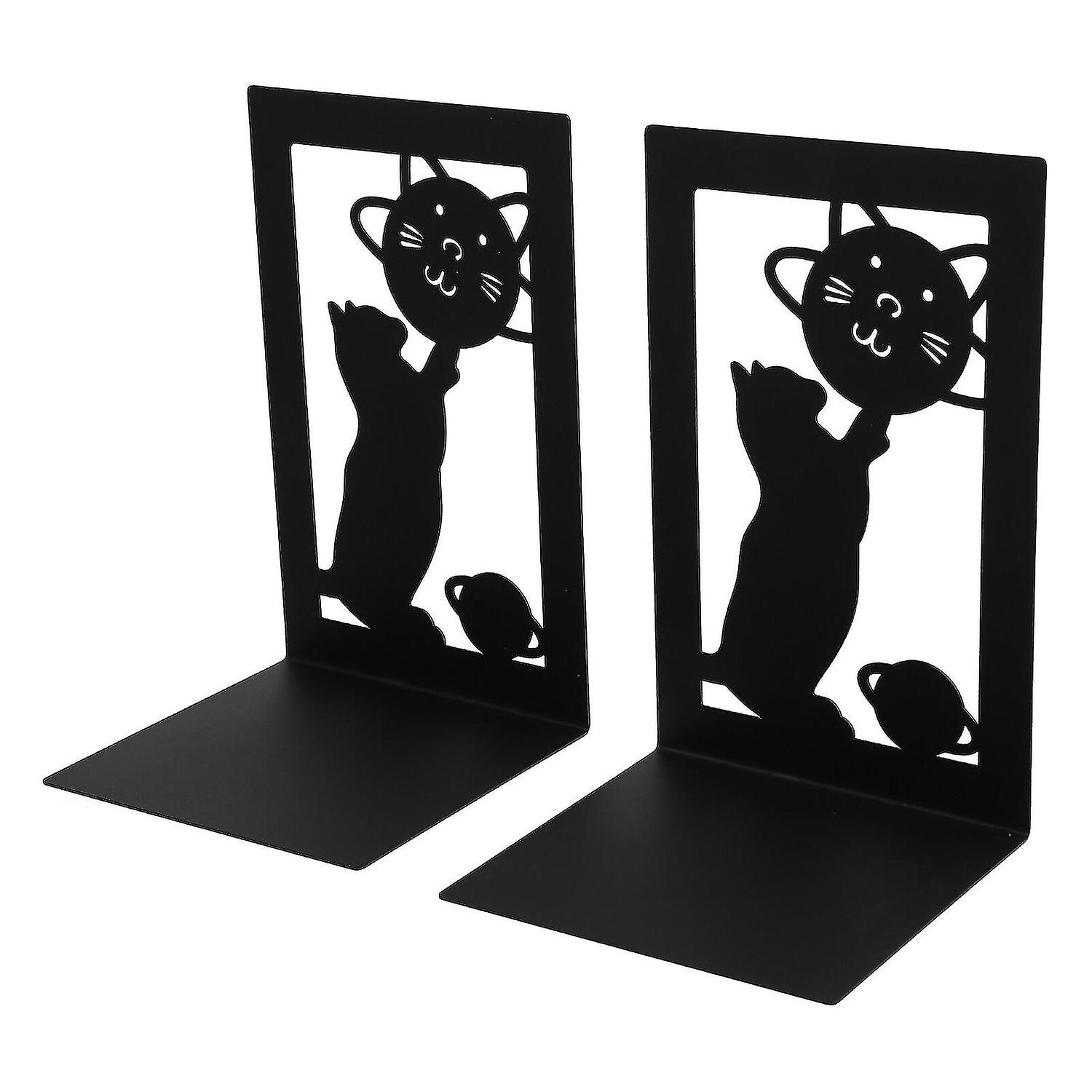 2pcs Metal Iron Bookend Practical Book Storage Bookend Delicate Bookend