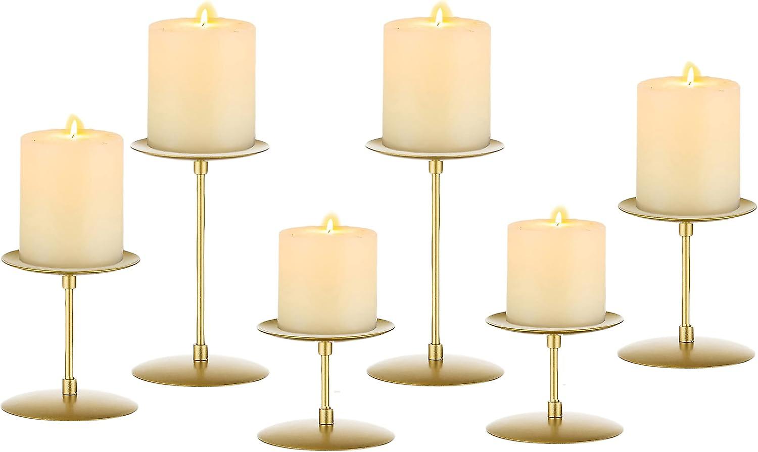 6 Set Minimalism Modern Gold Candle Holders for Weddings, Home Decor, Table Centerpieces, and Events
