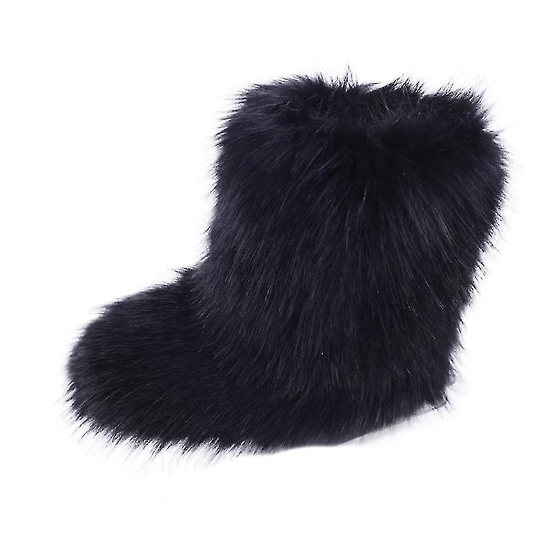 Kids Platform Snow Boot Anti-Slip Casual Winter Shoes Round Toe Fluffy Boots