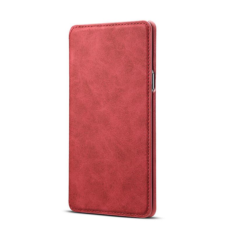 Wallet Leather Case Card Slot For Samsung S10 Red No3890