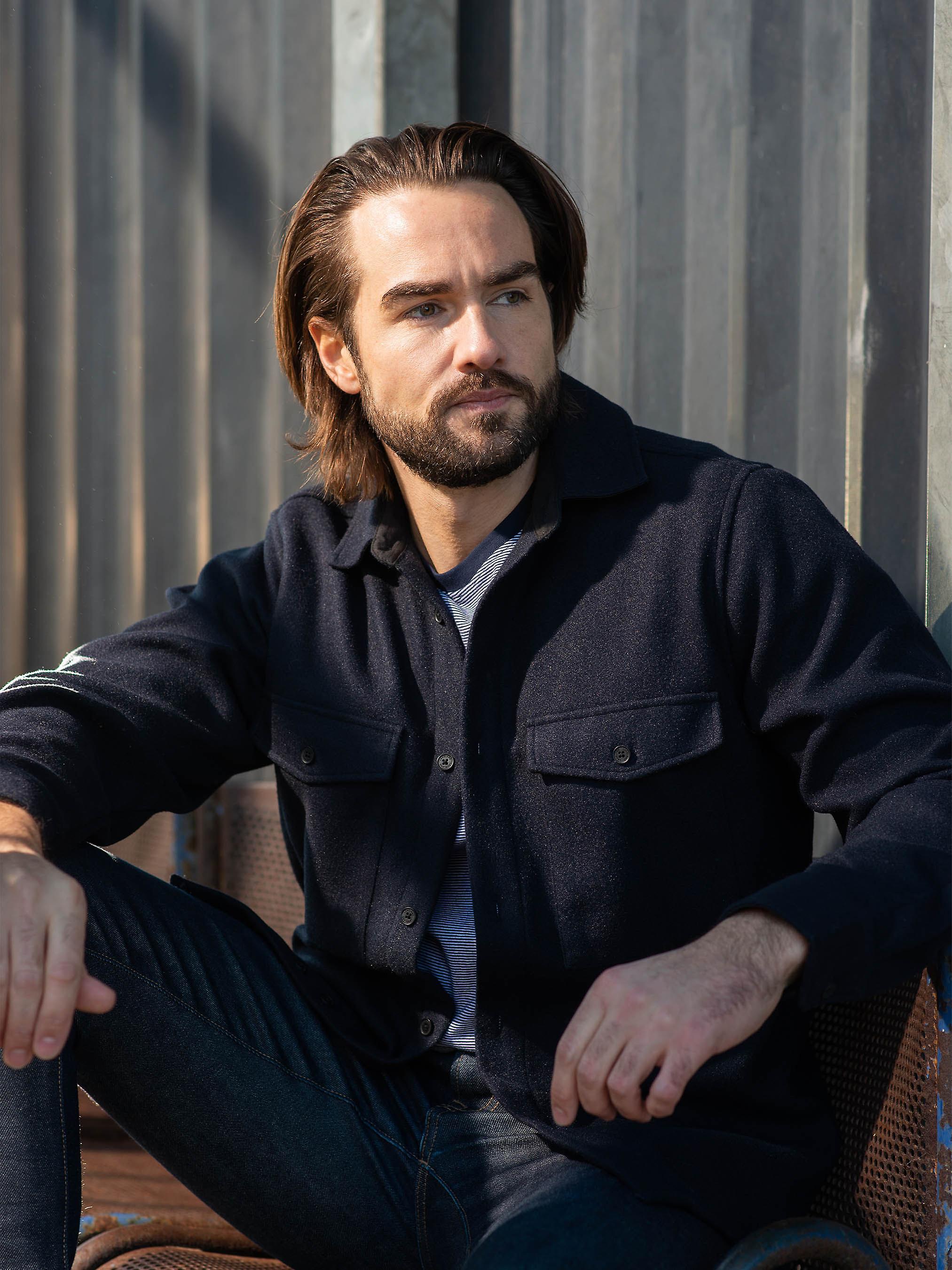 Flannel Overshirt in Navy