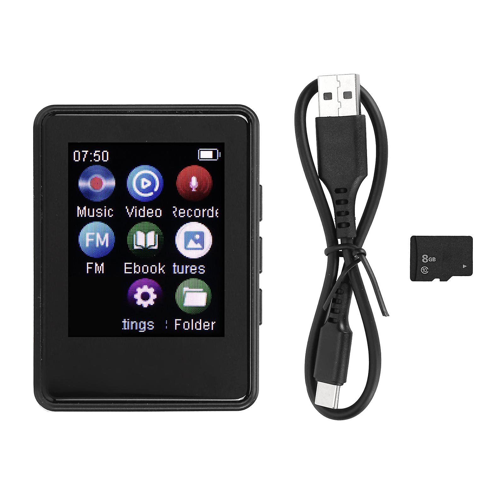 Bluetooth 5.0 MP3 Player 1.77" Touchscreen HiFi Sound FM Radio with 8GB Memory Card