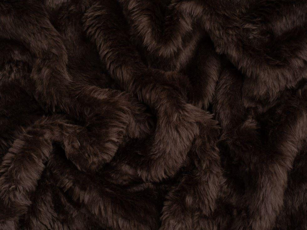 1.5m Minerva Core Range Short Pile Faux Fur Fabric Dark Brown - per metre