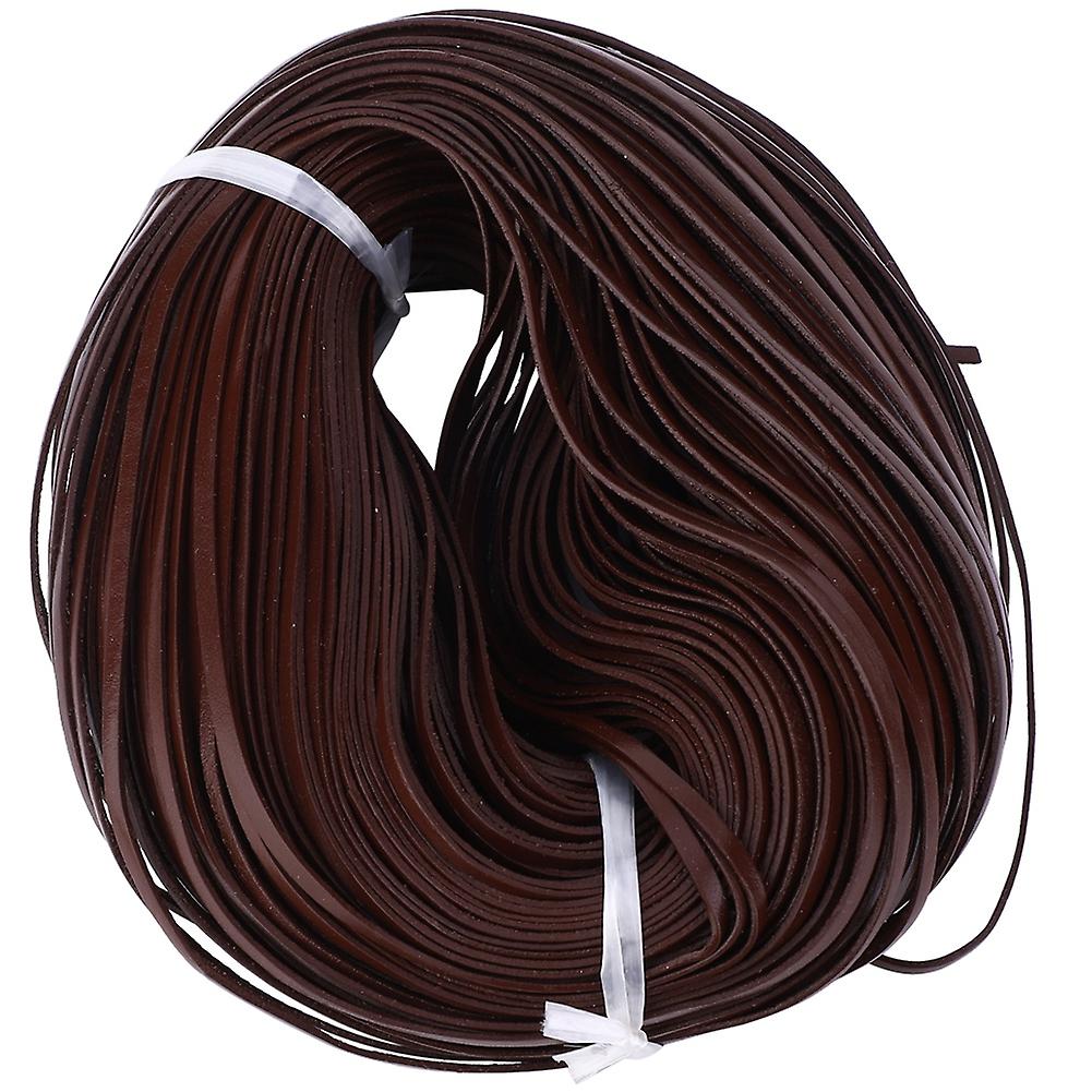 100m long flat braided leather cord, first layer, dark coffee color