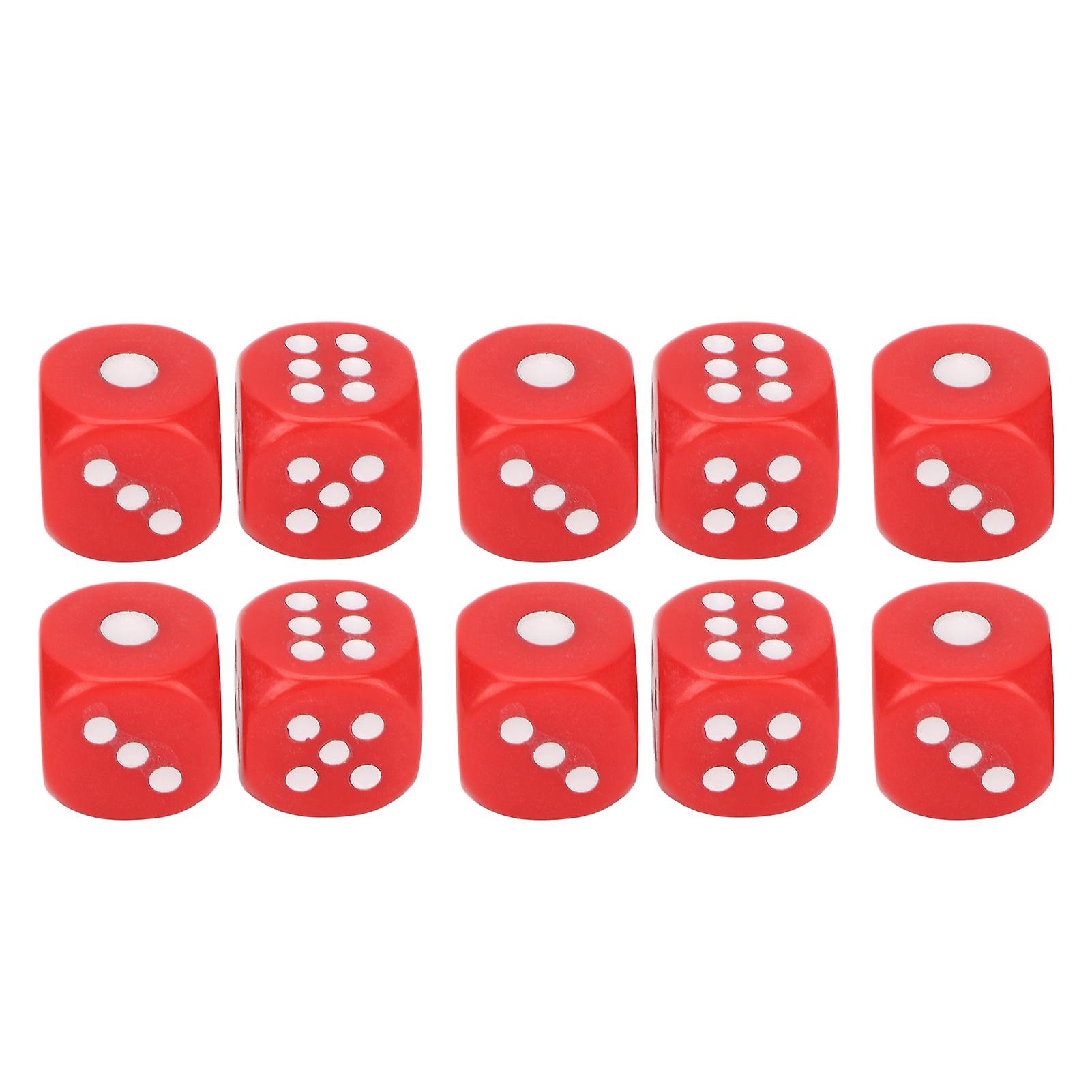 10pcs 6 Sided Dice Interesting Safe Waterproof Durable Portable Standard Dice for Entertainment Red