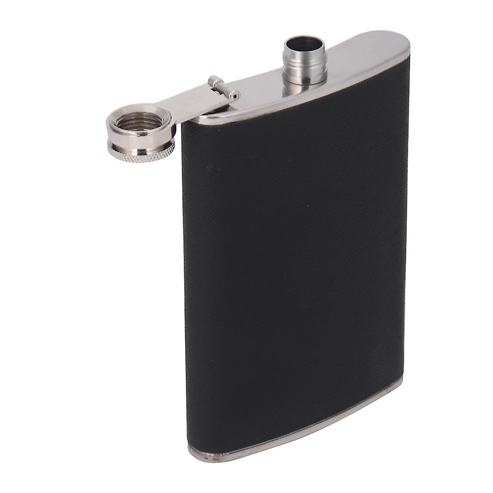 Portable Stainless Steel Hip Flask 8oz 240mL Black Leather Bottle