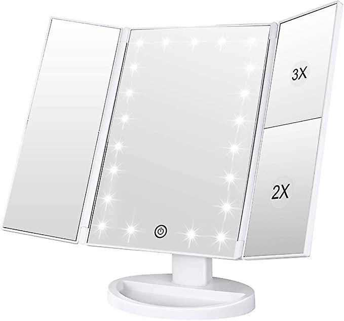 Vanity Mirror, 21 LEDs and 1X / 2X / 3X Magnification, Touch Switch to Adjust Brightness, Dual Power