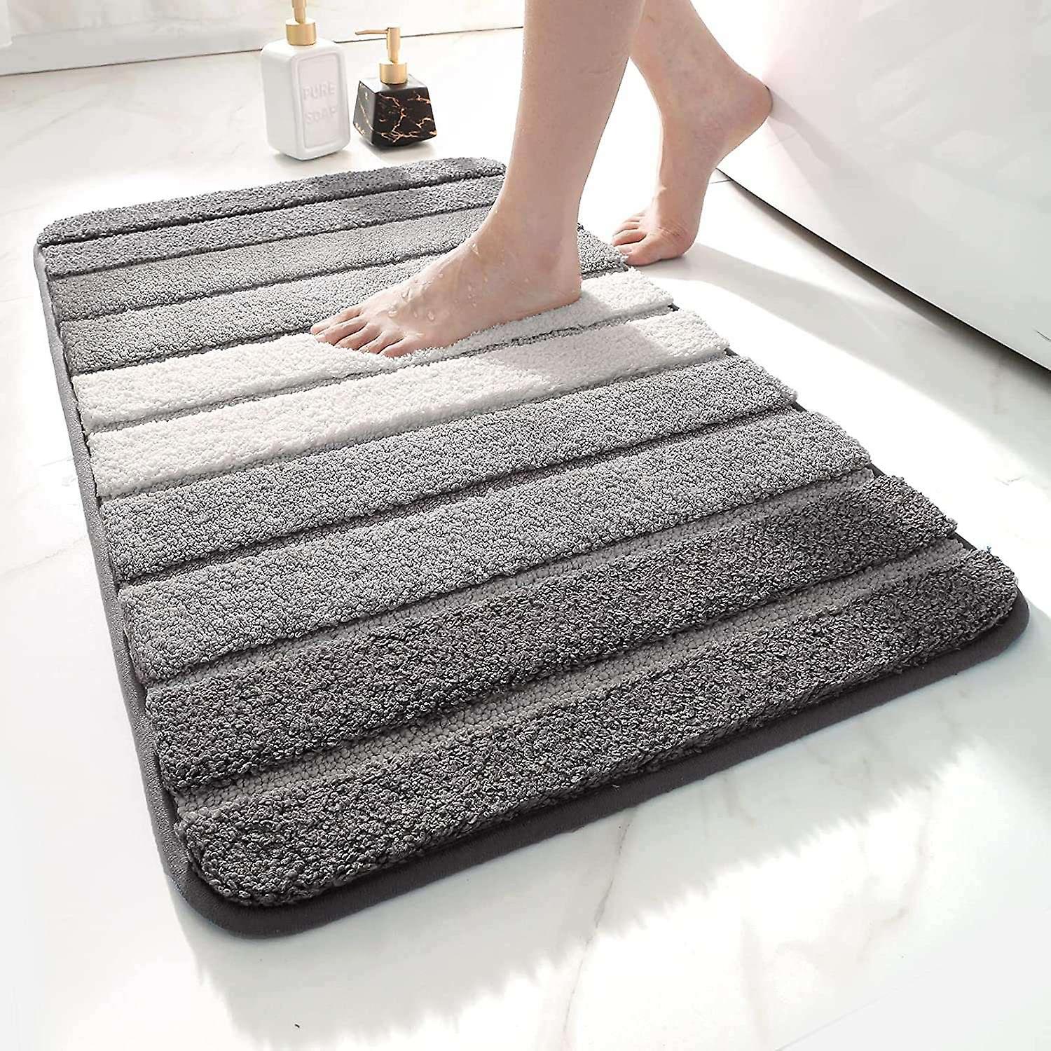 Non-Slip Bath Mat, Extra Soft Bathroom Rug, Machine Washable, Water Absorbent, 50 x 80 cm, Gray