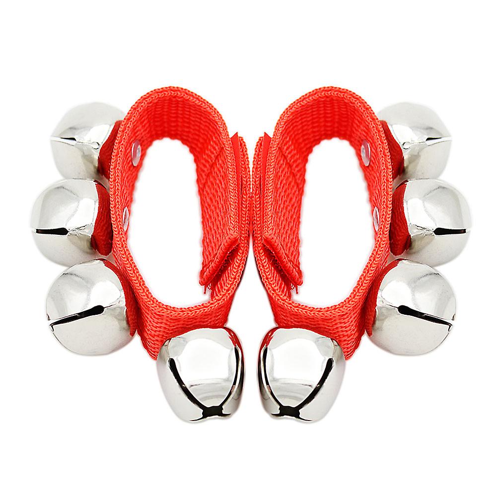 1 Pair Kids Bracelets Bells Rattles Anklet Ring Toy (Red)
