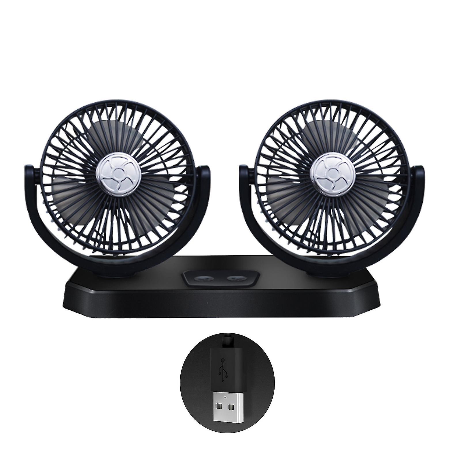 Universal Usb Powered Rotation Dual For Head Fan Large Wind 3 Gears Car Fan