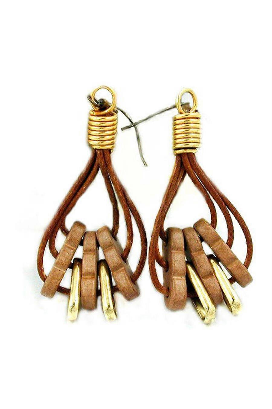 Hook Earrings Ceramic Brown Gold Coloured - Gl02799