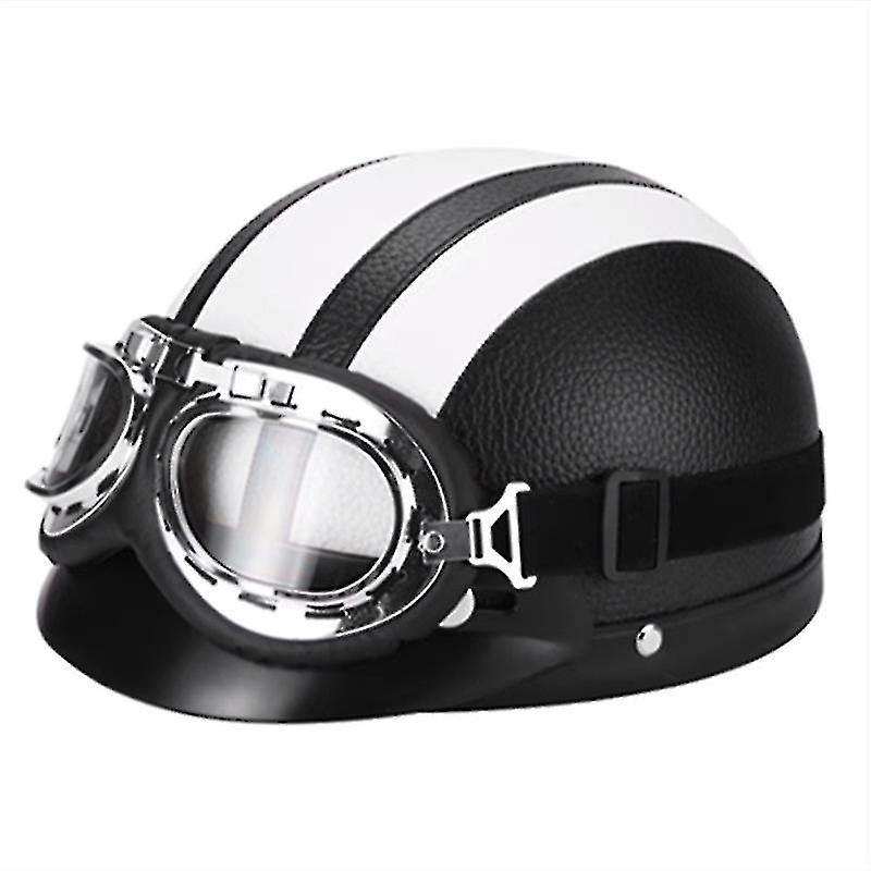 Retro Motocykl Skórzany Pół Kask Z Goglami