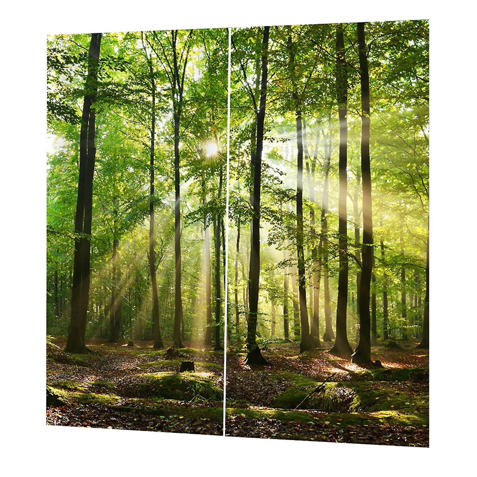 Blackout Curtains Polyester Curtains Forests Sunlight Printing Shading Curtains,for Balcony Bedroom Drawing Room Window(2 Panels)(59.0 * 65.3in)