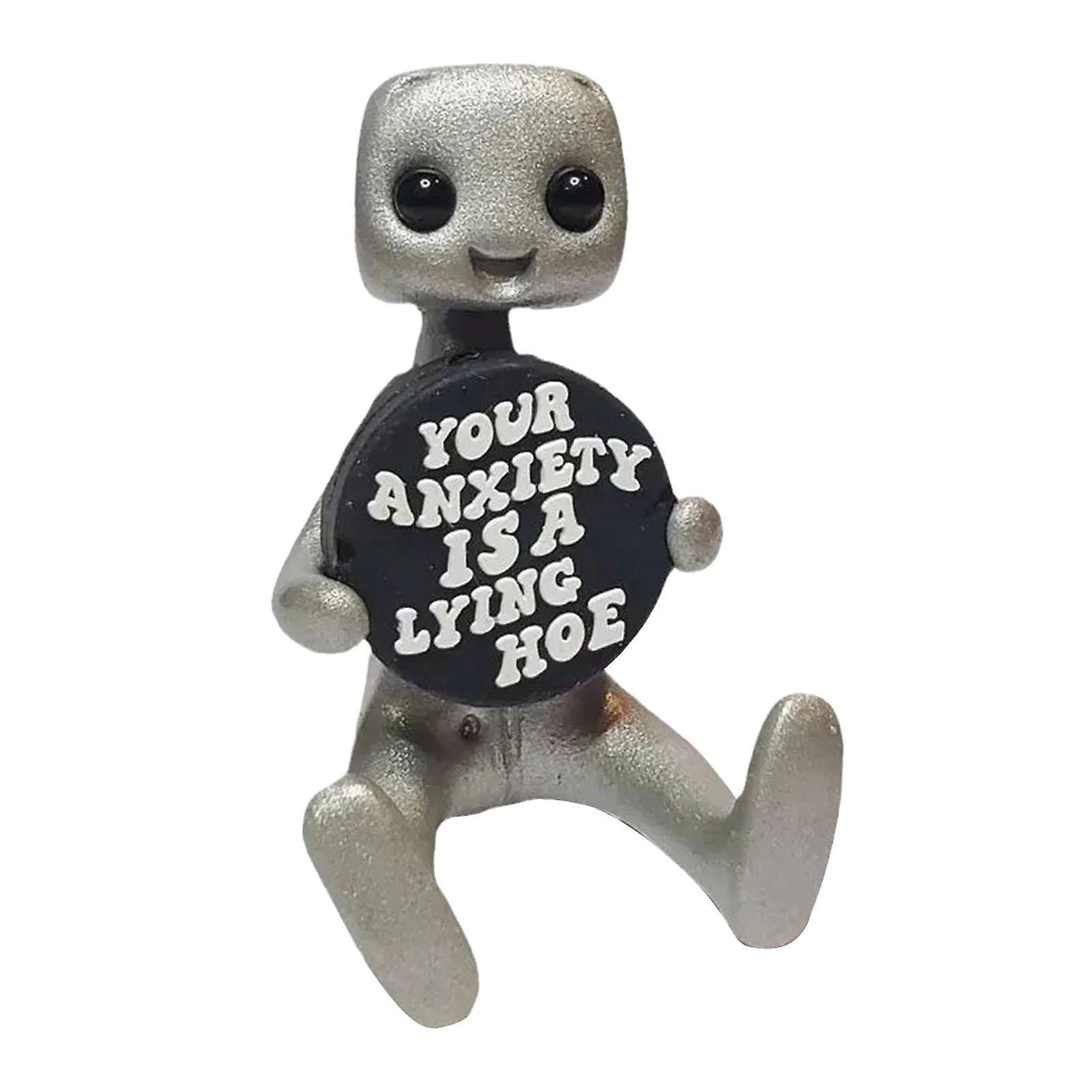 Cute Tiny Robot Figure Decorative Statue for Shelf Table Centerpiece Cabinet Style A