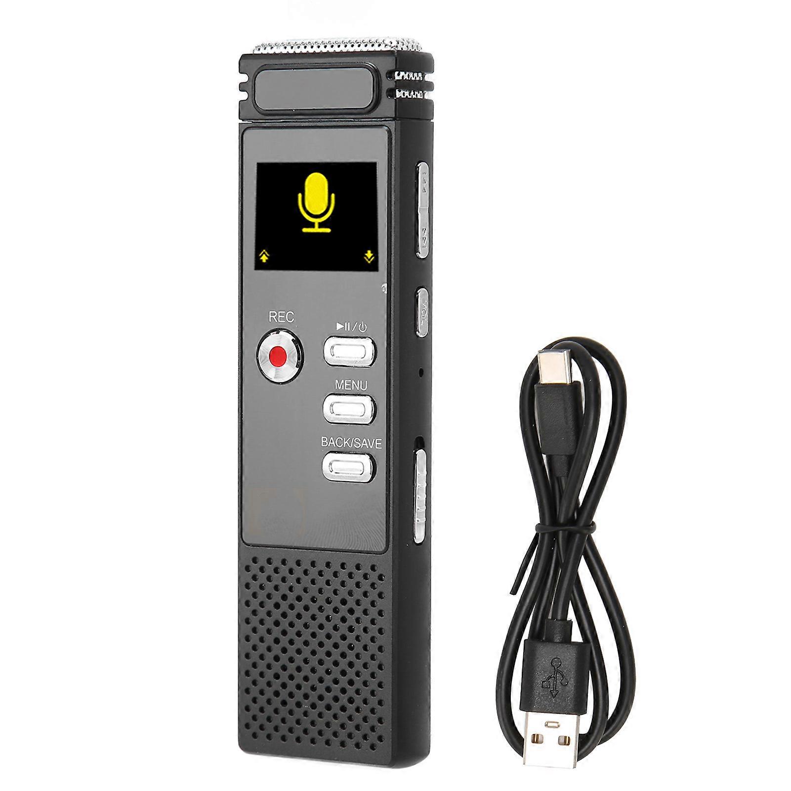 Digital Voice Recorder Voice Activated Noise Reduction Hifi Stereo Sound 300mah Usb Recording Device For Lecture Interview 16gb