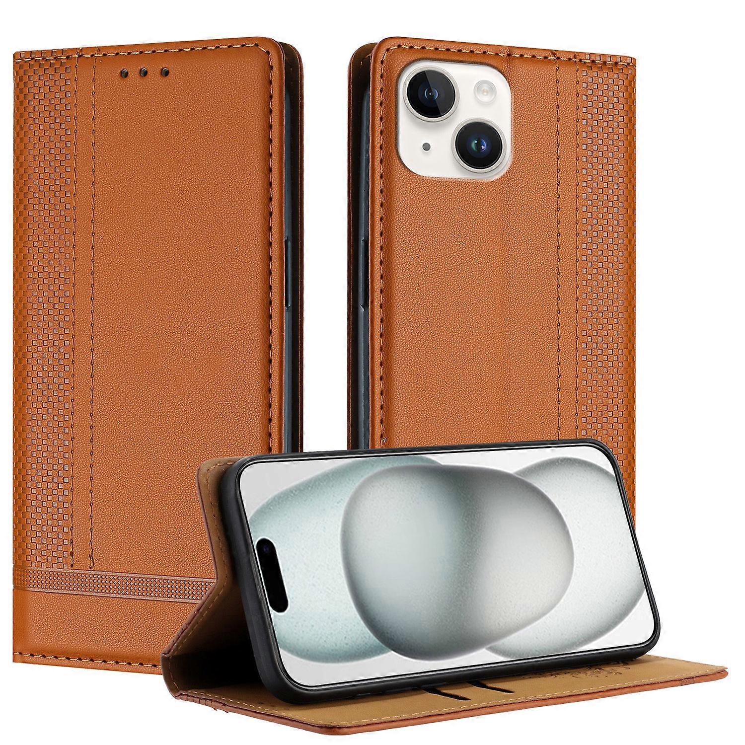 Case For iPhone 13 Mini, Vintage Stitch Leather Wallet Case Card Slot Kickstand Magnetic Closure Shockproof Flip Folio Case Cover