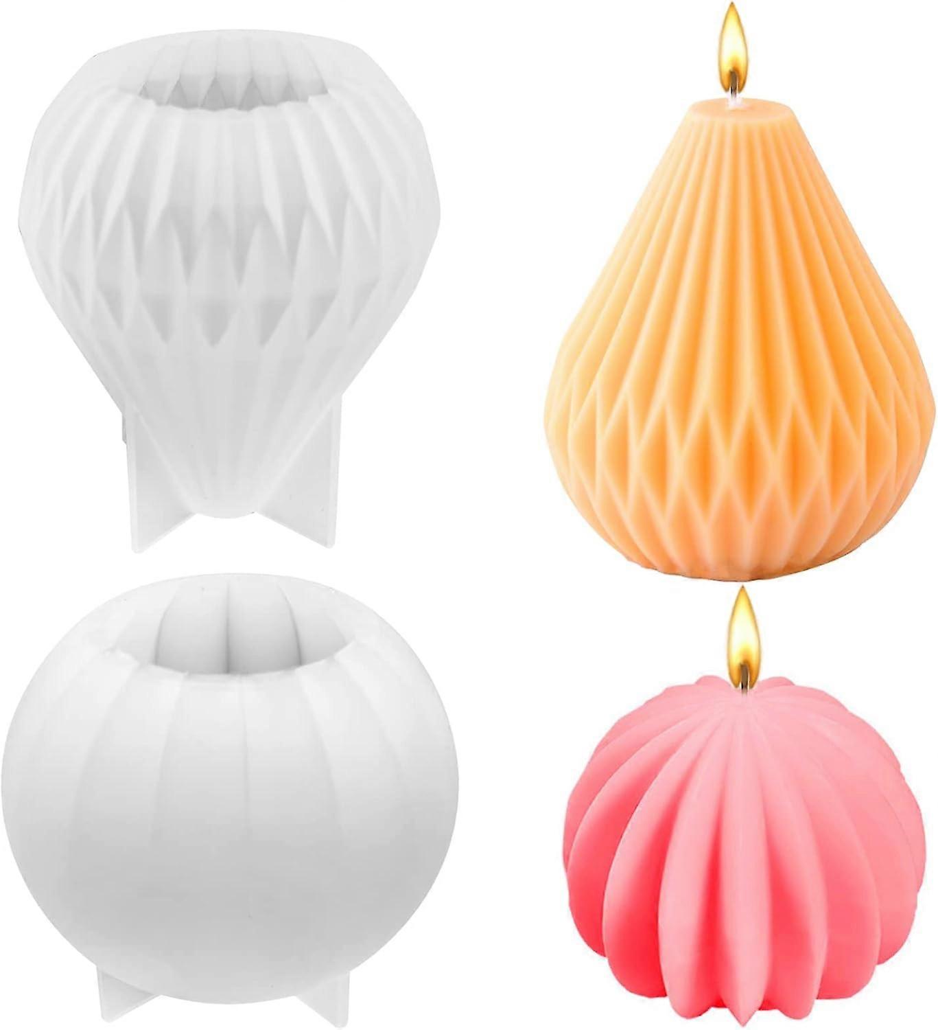 2pcs Silicone Candle Mold,Pear Shaped Candle Mold,DIY 3D Candle Mold,Three-Dimensional Candle Mold,3D Geometric Candle Mold,For Scented Candles,Ornam
