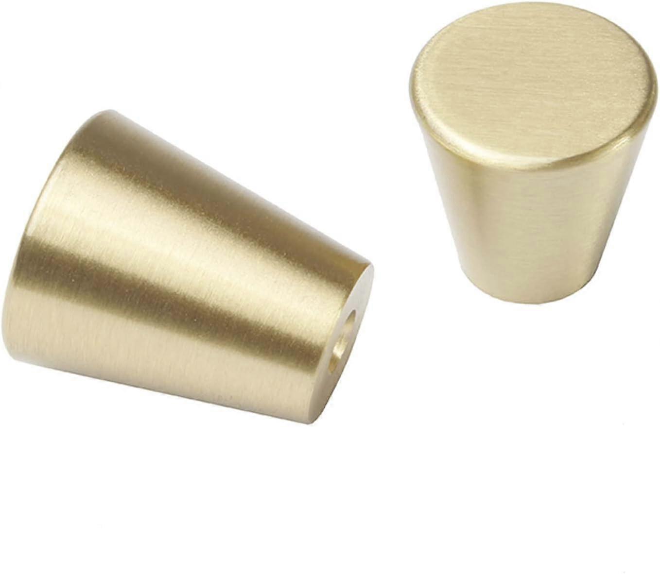 10 Pack Gold Aluminum Alloy Knobs for Dresser Pull, Tapered Drawer Knobs Cabinet Copper Knobs, Solid Brushed Brass Kitchen Cabinet Bathroom Knobs