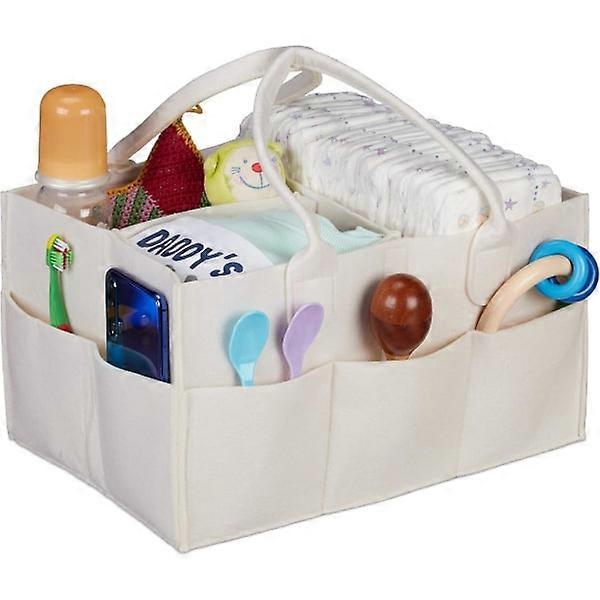 Baby Caddy with 11 Compartments, Portable Blanket Bag with Removable Dividers, Beige