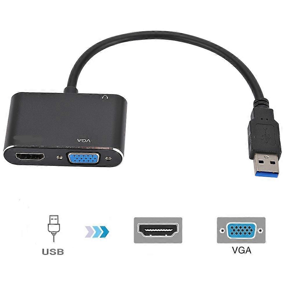 2 in 1 Compatible for USB to High Definition Multimedia Interface and VGA Adapter Cable Compatible for 1080p USB 3.0 to High Definition Multimedia Int