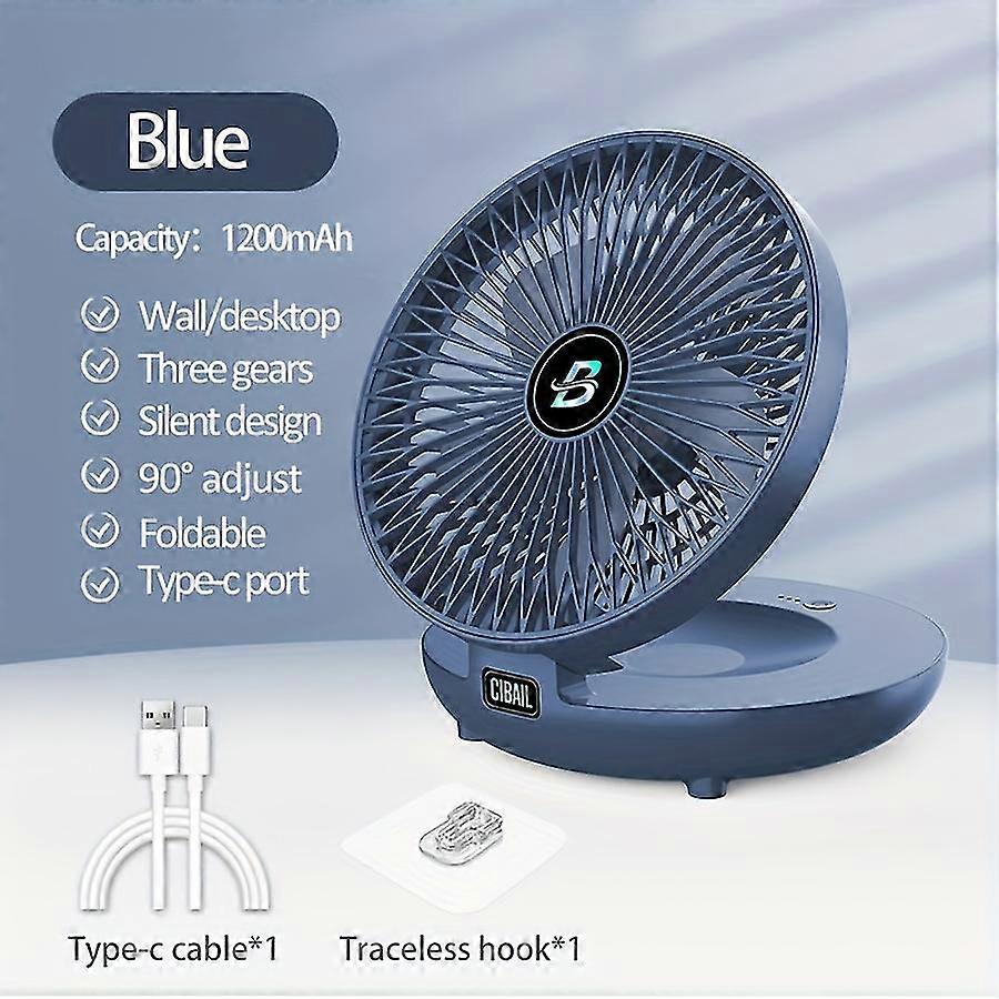 1pc Rechargeable 1200mAh Foldable Desktop Fan Wall Mountable Fan, Portable Air Conditioner, Folding Fan, Table Fan, Small Portable Fan Perfect For Off