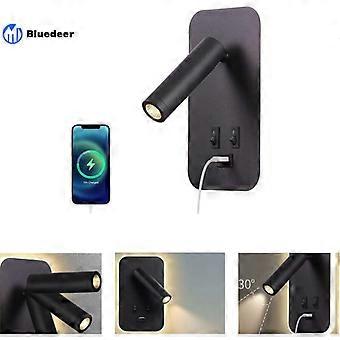 Applique murale LED, liseuse de chevet avec interrupteur, port de charge USB, éclairage d'ambiance réglable pour chambre Blanc lumière chaude