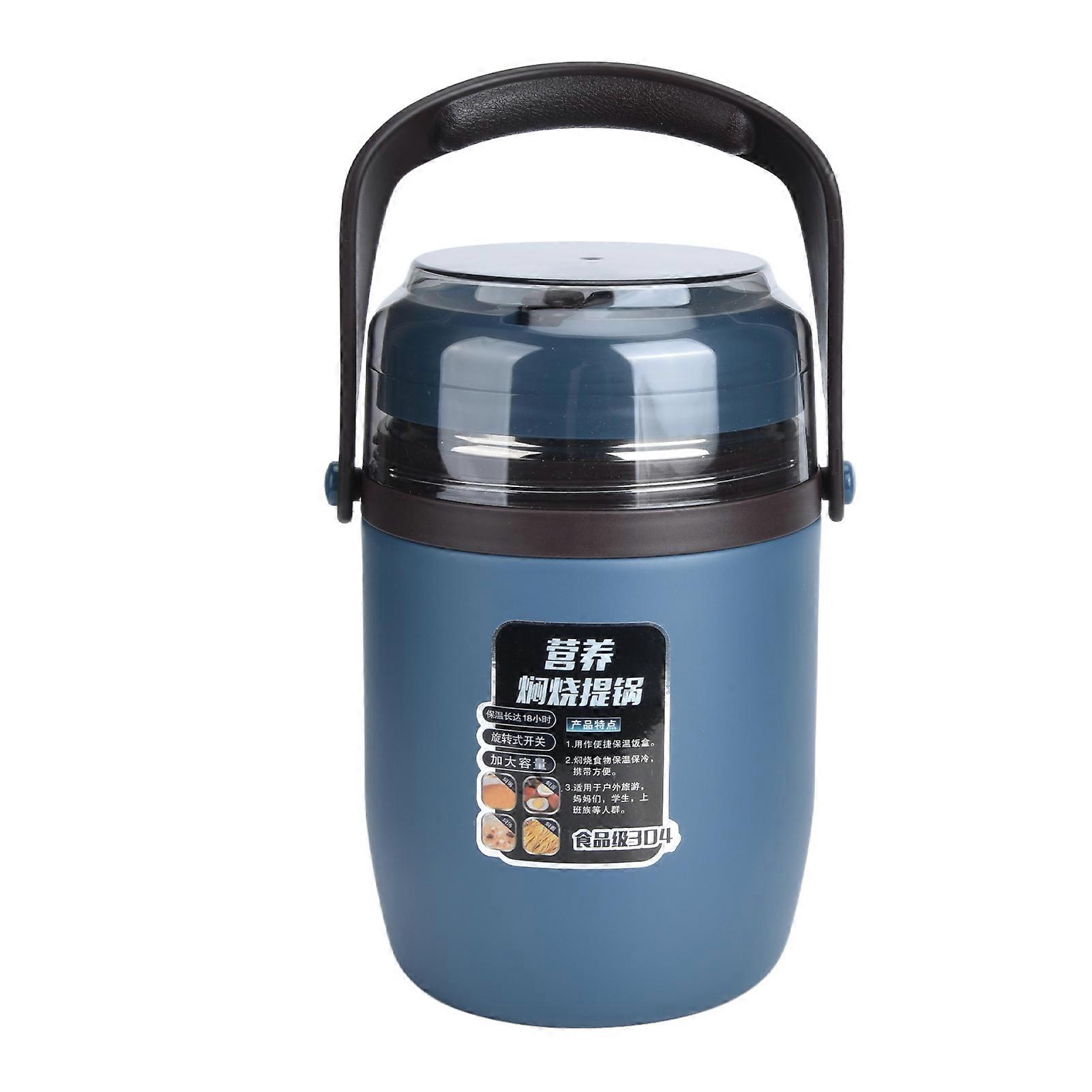 304ステンレス鋼断熱食品容器多層漏れ防止積み重ね可能なサーマルランチボックス2Lオフィスワーカー用星雲ブルー