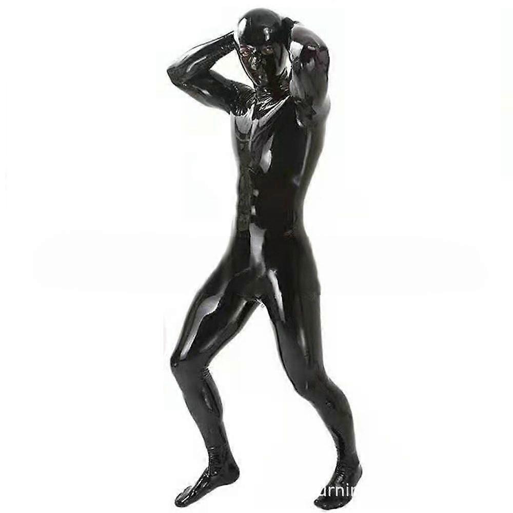 Glatter Ganzkörper-Jumpsuit für Herren Einteiliger Stretch-Jumpsuit mit Reißverschluss vorne