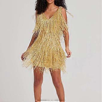 Cocktail Dresses for Women Deep V-Neck All-Over Fringe Spaghetti Straps Dress  Cocktail Evening Mini Dress-Yvan | Fruugo TR