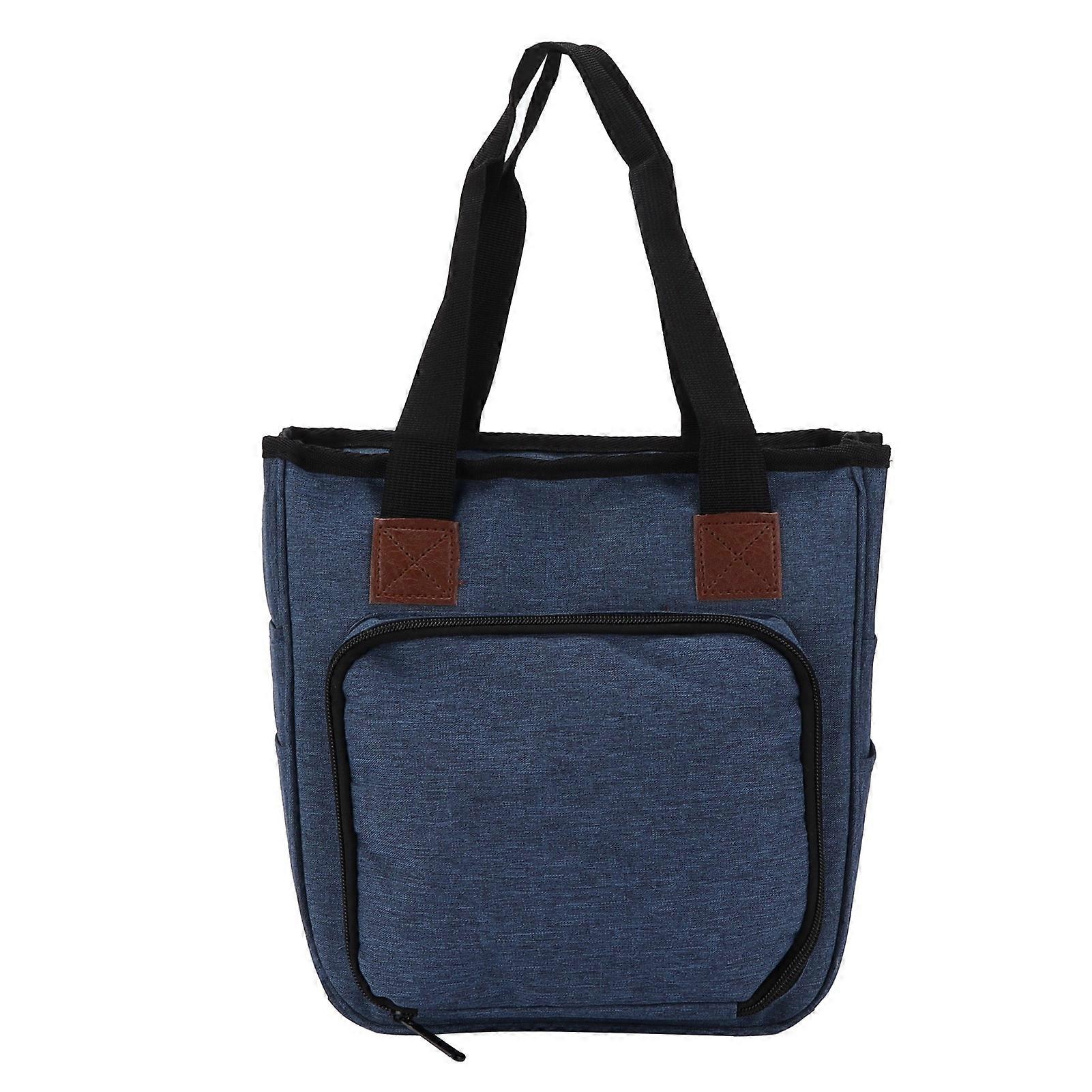 Knitting Bag Portable Multifunctional Oxford Cloth Storage Tote for Crochet Hooks NeedlesBlue