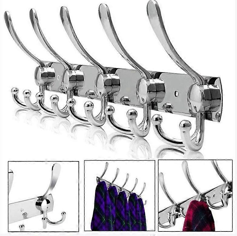 Wall mounted hanger, stainless steel hanger hook, hanger hook towel bathrobe (silver 15 hooks)