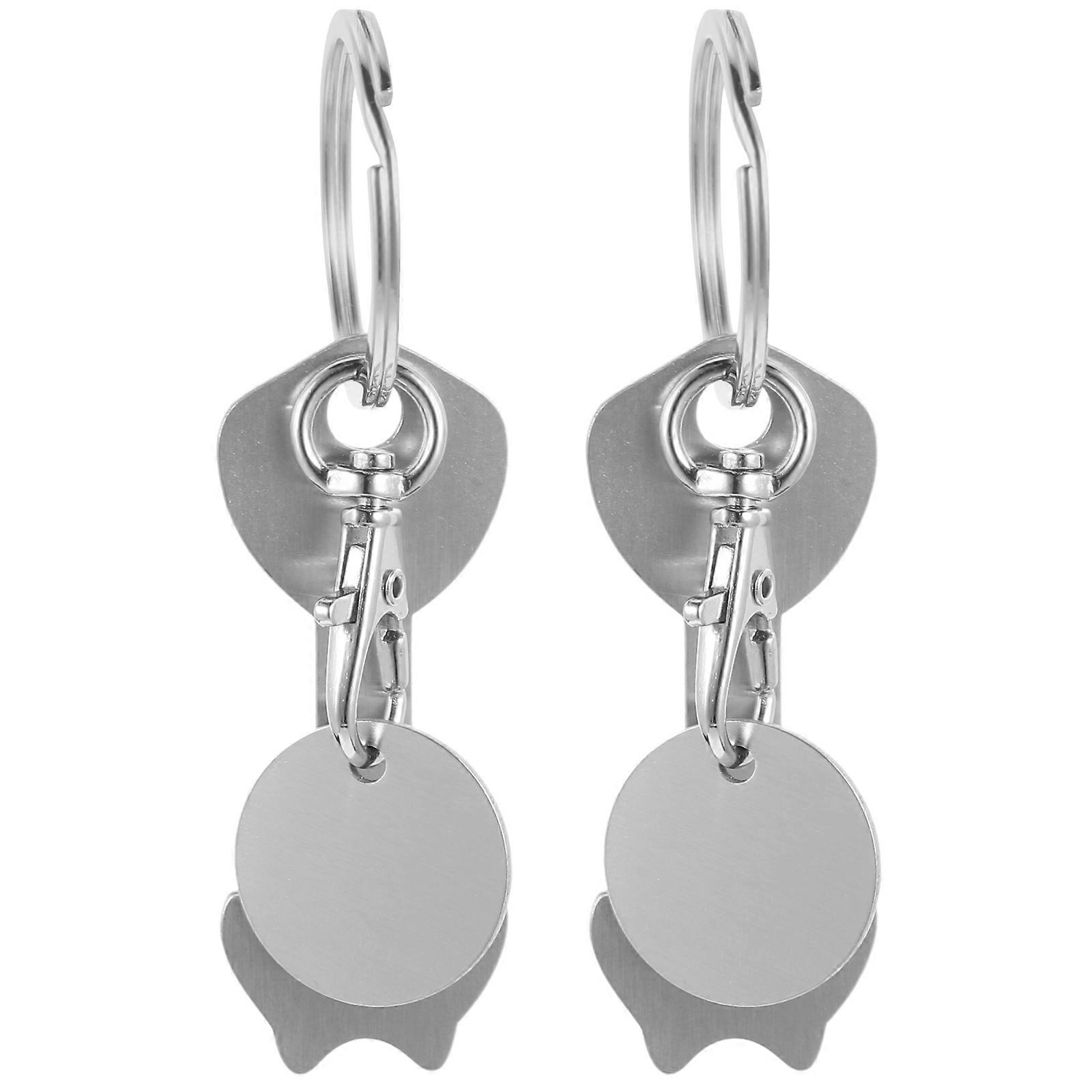 2pcs Shopping Cart Tokens Portable Shopping Trolley Tokens Grocery Key Chain Holder